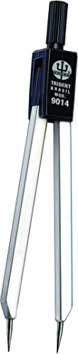Compasso Técnico Compacto para Transferência de Medidas, com 2 Pontas Secas Fixas, Trident, 9014, Cromo Fosco, Comprimento 12 cm