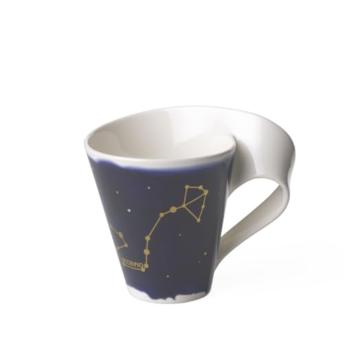 Villeroy & Boch 10-1616-5820 NewWave Stars Asa Elegante Taza con Motivo de Escorpio, Porcelana, Apta para lavavajillas, Blanco/Azul, 300 ml
