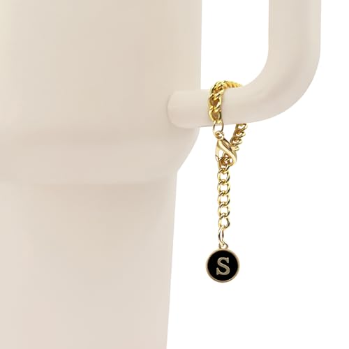 Velaco Letter S Charm Accessories for Stanley 20 30 40 oz Tumbler with Handle, Chains with Initial Letter for Stanley Cup 30 40 oz with handle - 2 PCS