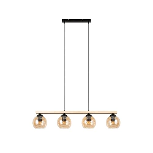 Lámpara colgante Enrique de vidrio soplado marrón Lindby, elegancia moderna de 4 llamas