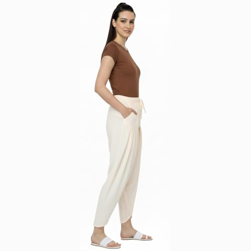 Image of Loose Fit Rayon Dhoti Tulip Pants for Women Patiala Salwar Bottom Wear Harem Pants, Waist Free Size (28 Inch to 42 Inch)