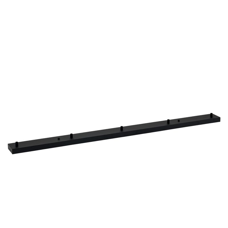 ORION LIGHTSTYLE Baldacchino da soffitto per illuminazione Baldacchino rettangolare lungo, scatola di derivazione con 5 uscite per cavi (120x8x2,5 cm), nero - ideale per tavolo da pranzo