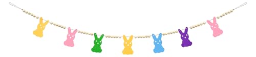 Easter Decor Banner, Easter Bunny Banner, Bunny Banner Decoration, Beaded Easter Banner, Beaded Garland Banner, feltro, coniglio, per Decorazioni Festa di Pasqua