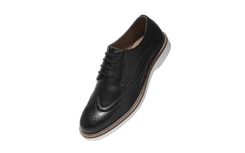 Image of Neeman's Luxe Brogues for Men | Antique Finish Faux Leather (PU) with Mendelian Brogue Pattern | Comfortable Semi-Casual Brogues