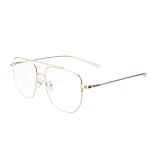 hoyuwak Clear Aviator Glasses Old Man Classic Gold Metal Frame Costume Glasses Non Prescription Square Eyewear for Women Men Halloween
