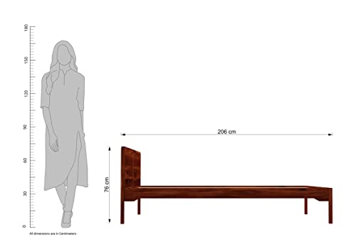 Image of Solid Sheesham Wood Mehraab King Size Bed Without Storage with Headboard | Palang Cots Wooden Double Beds for Bedroom, Living Room, Hotel and Home (Honey Finish)