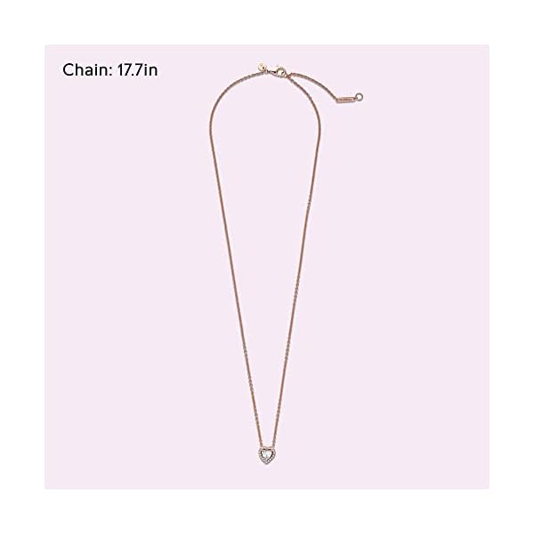 PANDORA Sparkling Heart Collier Necklace - Adjustable Jewelry with Lobster Clasp - Gift for Her - 14k Rose Gold & Cubic Zirconia - With Gift Box - 17.7" - Image 6