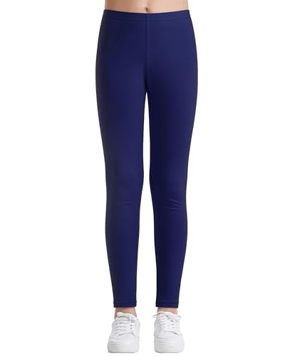 Auranso Toddler Girls Leggings Basic Full Length Cotton Tights Pants Navy1 7-8 Years