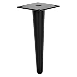 Hauteur : 18 cm woplus Lot de 4 pieds de meubles droits, coniques, noirs, de rechange, en métal, pour canapé, meuble TV, lit (18 cm)