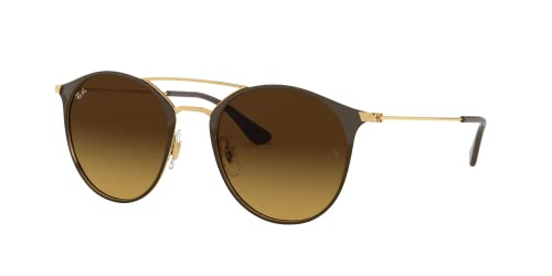 Ray-Ban Unisex Sunglasses Brown On Gold Frame, Brown Gradient Lenses, 52MM