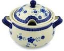 Polmedia Polish Pottery Tureen - Delicate Poppy Pattern Handmade in Boleslawiec Poland + Certificate of Authenticity