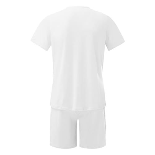 Mens Casual Spring Solid Color Short Sleeve Turndown Top Shorts Pant Suit Big Suit Mens Beach Clothes Outfits 5