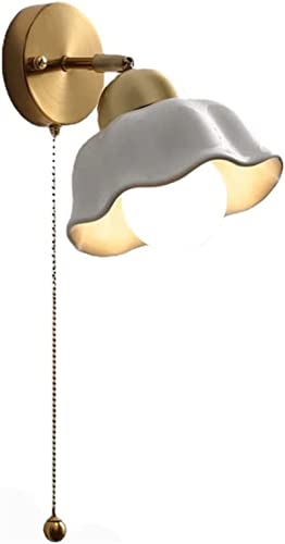 Lampe murale à cordon LED orientable en cuivre et céramique vintage de chevet