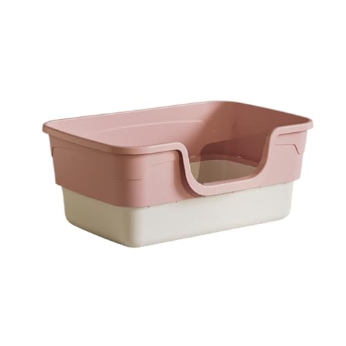 Arenero abierto para gatos, fácil de limpiar, rosa miniatura 1