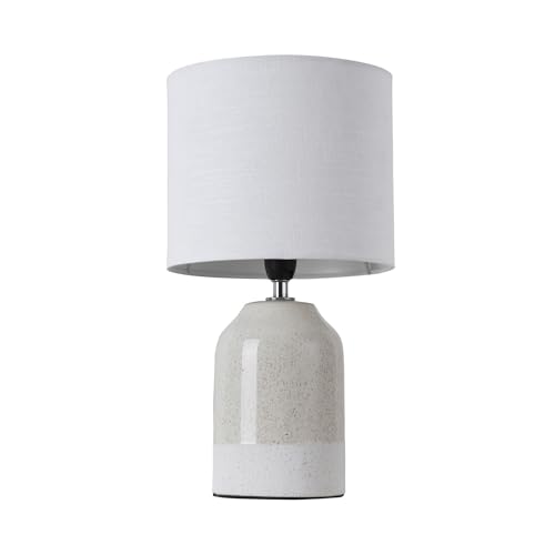 Pauleen 48022 Sandy Glow Tischleuchte max. 20W Tischlampe für E14 Lampen Nachttischlampe Beige Weiß 230V Keramik/Stoff ohne Leuchtmittel