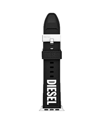 Diesel Band Compatible with Apple Watch, 42/44/45/49 mm - 24 mm Black Silicone, DSS0011, Jet Black, 190+/- 5MM