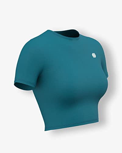 Image of Sfytt Women Gym Crop Top Athletic Yoga Short Sleeve Fitness Tight Tee Outdoor Workout Cropped Tank Tops