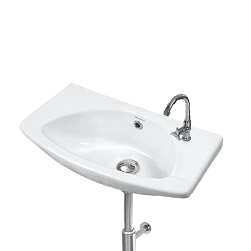 Image of Wash Basin Wall Hung Mounted Glossy Finish White Sink for Bathroom - (18 x 9 x 6 Inch)