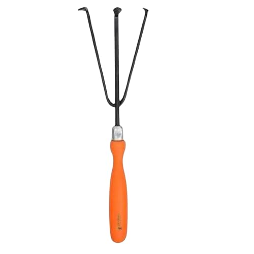 Image of Go Hooked Metal Garden Cultivator Tool, 5x24.13x10.7 CM - Durable Hand Tiller for Soil Aeration, Weeding, and Planting - Ergonomic Handle, Rust-Resistant - Ideal for Home Gardening, Lawn Care.