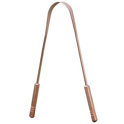 White Leaf Raspador de lengua de cobre 100 puro para adultos raspador de lengua de cobre natural para adultos limpiador de lengua con agarre firme y