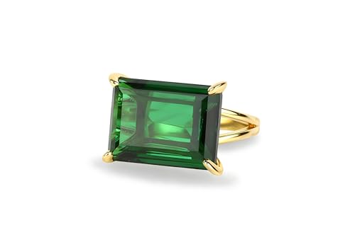 Lujoso Anillo de Esmeralda de Oro 14k   Anillos Hechos a Mano con Gemas para Compromiso, Boda, Moda, Joyería de Regalo   Boho, Statement, Anillos Vintage para Mujer