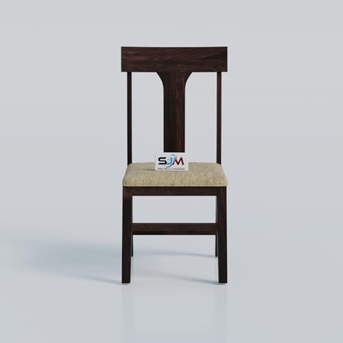Image of Rajasthan King Solid Wood 6 Seater Dining Set with Classic T-Back Design Cushion Chairs | Wooden Dining Table Set for Dining Room | Finish Color - Warm Chestnut Finish |