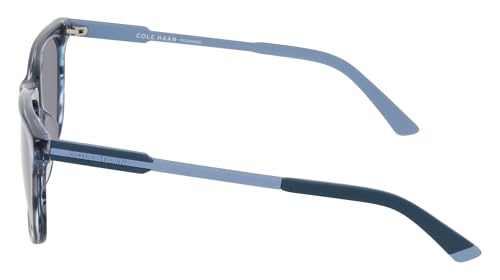 COLE HAAN Men's CH6086 Polarized Square Sunglasses, Navy Horn, 54/17/1453