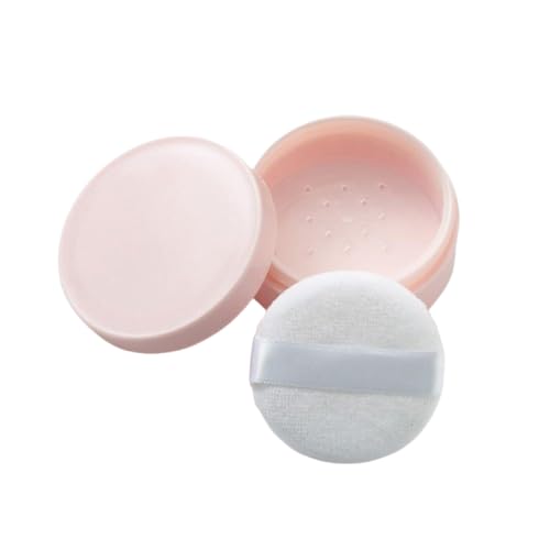 Contenedor vacío de polvo de maquillaje de 5 g, estuche compacto de cara suelta con soplo, recipientes de plástico recargables con tamiz y tapa, Caja rosa con hojaldre, 1.0*1.0*1.0