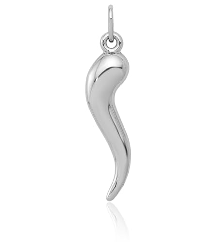 IceCarats 10K White Gold Large Cornicello Pendant