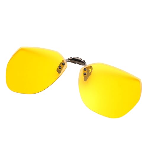 Clip Gafas De Conducción Nocturna Polarizadas, Unisex En Gafas Antideslumbrantes Ultraligero Lentes Amarillas HD Accesorio Para Conductores Protección UV400 Antirreflejo Lente Sin Montura Abatible