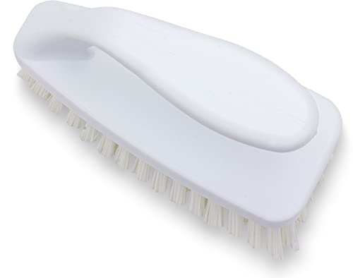 Image of SPARTA Scrub Brush with Iron Shaped Handle and Stiff Bristles, Heavy Duty Scrubber Brush for Kitchen, Bathroom, Shower, Tile, Sink, Carpet and Bakepans, Polypropylene, 6 Inches, White, (Pack of 6)