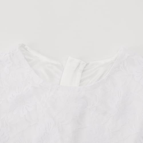 Noomelfish Toddler Bell Sleeve Lace Dress Long Sleeve Party Formal Wedding Flower Girl Dress (3-10 Years)3