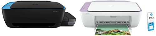 Image of HP Ink Tank 319 Colour Printer, Scanner and Copier, High Capacity Tank (15,000 Black and 8000 Colour), Per Page(10P for B /W and 20P for Colour) & All-in-One Printer & GT52 Ink Bottle (Cyan)