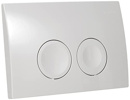 Geberit Betätigungsplatte Delta21 für WC-Spülkasten mit Betätigung von vorne, Drückerplatte für 2-Mengen-Spülung, weiß, Art.Nr. 115125111