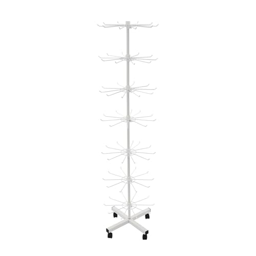 Expositor de 7 niveles, soporte giratorio para joyas, expositor con gancho, soporte giratorio para joyas, calcetines, sombreros, eventos de venta y tiendas, móvil, altura ajustable (blanco)