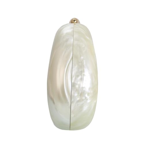Image of Women Elegant Acrylic Stone Shape Chain Crossbody Bag Chic Marble Shell Purse Wedding Handbag for Banquet Party
