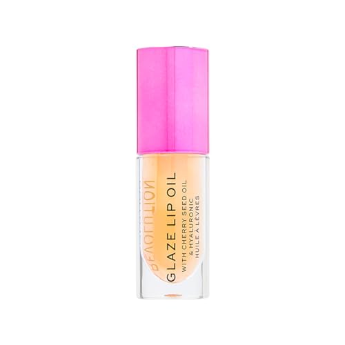 Image of Revolution Beauty Glaze Lip Oil, Hydrating & Nourishing Formula, Infused with Vitamin E & Hyaluronic Acid, Getaway Terracotta, 4.6 ML