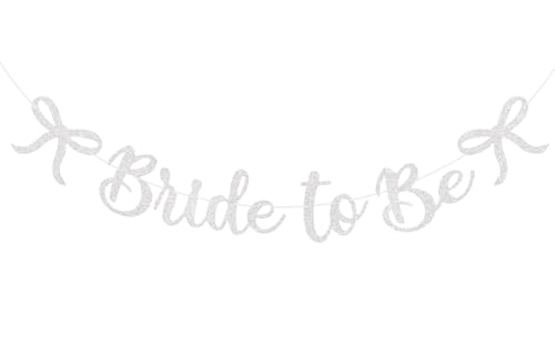 Bride to Be Banner White Bride to Be with Bow Glitter Bachelorette Bridal Party Banner BRIDE TO BE Sign for White Bachelorette Bridal Shower Wedding Engagement Hen Party Decorations