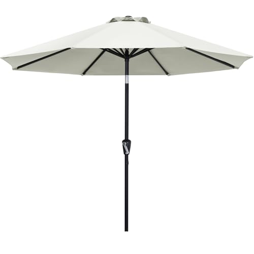 ABCCANOPY 11FT Patio Umbrella, Outdoor Waterproof Table Umbrella with Push Button Tilt and Crank, 8 Ribs UV Protection Pool Umbrella for Garden, Lawn, Deck & Backyard (Light Beige)
