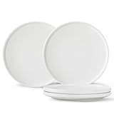 Ruxmirae Stoneware Salad Plates Set of 4, 8 Inch Plates for Dessert, Ceramic Plates Sets, Microwave Safe, Dishwasher Safe, Versatile for All Seasons, Matte White