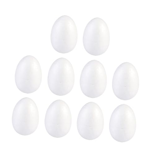 TOBBOMEY Huevos de Pascua de Espuma Sólida 8 CM 10 Unidades Blancas para Manualidades DIY Decoración Casera y Proyectos Creativos Infantiles