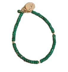 Bracelet en argent avec perles émeraude facettées style minimaliste