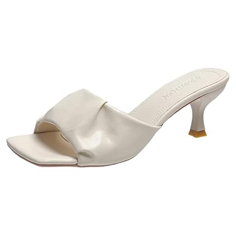 Black High Heel Sandals for Women Women's Fashion Sandals Breathable Lace-up Casual High Shoes Heels Women's high Heels Heel Boots Knee High (White, 4.5) Cover