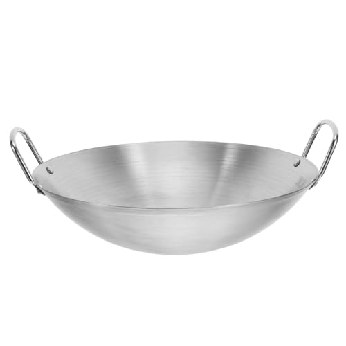 Wok de acero inoxidable con fondo redondo y dos asas miniatura 1