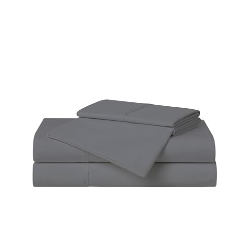 Image of CANNON - Solid Percale 3 Piece Twin XL Sheet and Pillowcase Set - Grey
