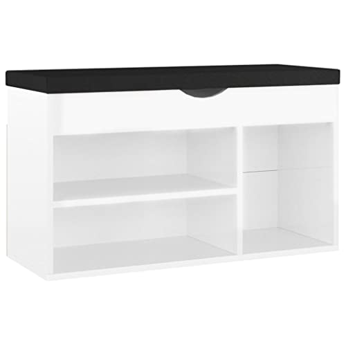 Genérico Zapatero Banco de Zapatos con cojín Mueble para Zapatos baúl Zapatero Zapatero Zapatero Soporte para Zapatos Color Blanco Roble Sonoma 80 x 30 x 47 cm Material de Madera