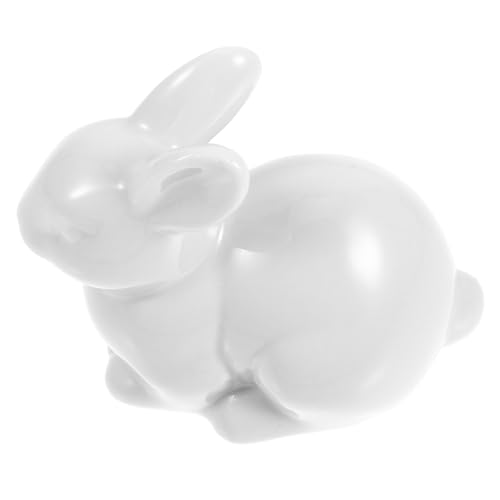 SEWOART Tapas de Inodoro para Pernos de Cerámica Blanca en Forma de Conejo, Cubiertas Decorativas para Baño, Juego de 2 Piezas Tamaño Grande 8x5x7 Cm, Accesorios para Decoración