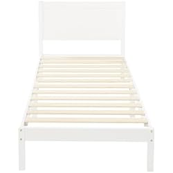 Amazon Basics - Estructura de cama en madera maciza con cabecero clásico, tamaño individual, 90 x 190 cm (color blanco)