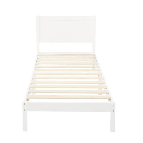 Amazon Basics - Estructura de cama en madera maciza con cabecero clásico, tamaño individual, 90 x...