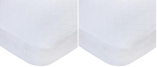 Image of Carters Waterproof Fitted Crib Mattress Pad and Toddler Crib Mattress Protector - Baby Crib Mattress Cover - Protective Sheet for Boys and Girls Bedding Sets White (Pack of 2)